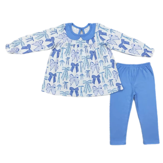 Elegant Blue Bows Pants Set: Pre-Order