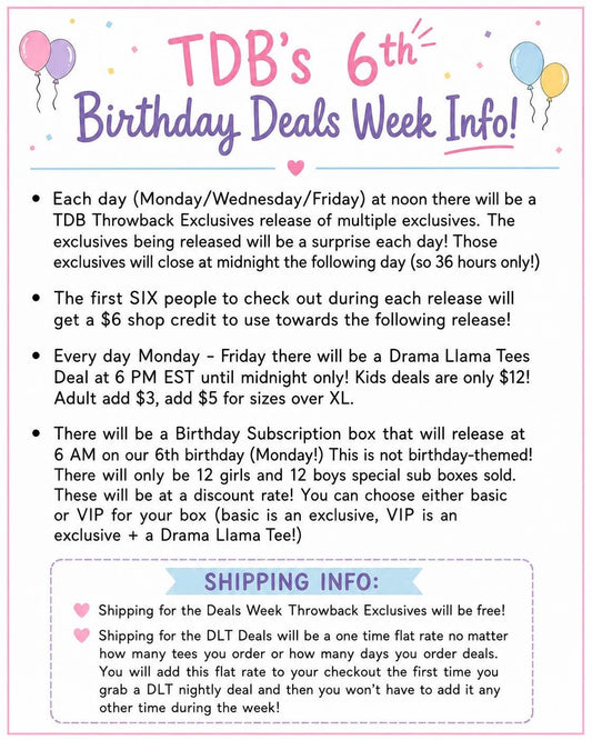*One Time Flat Rate Shipping for DLT Deals This Week* Add to cart once to cover all DLT Deals purchases!