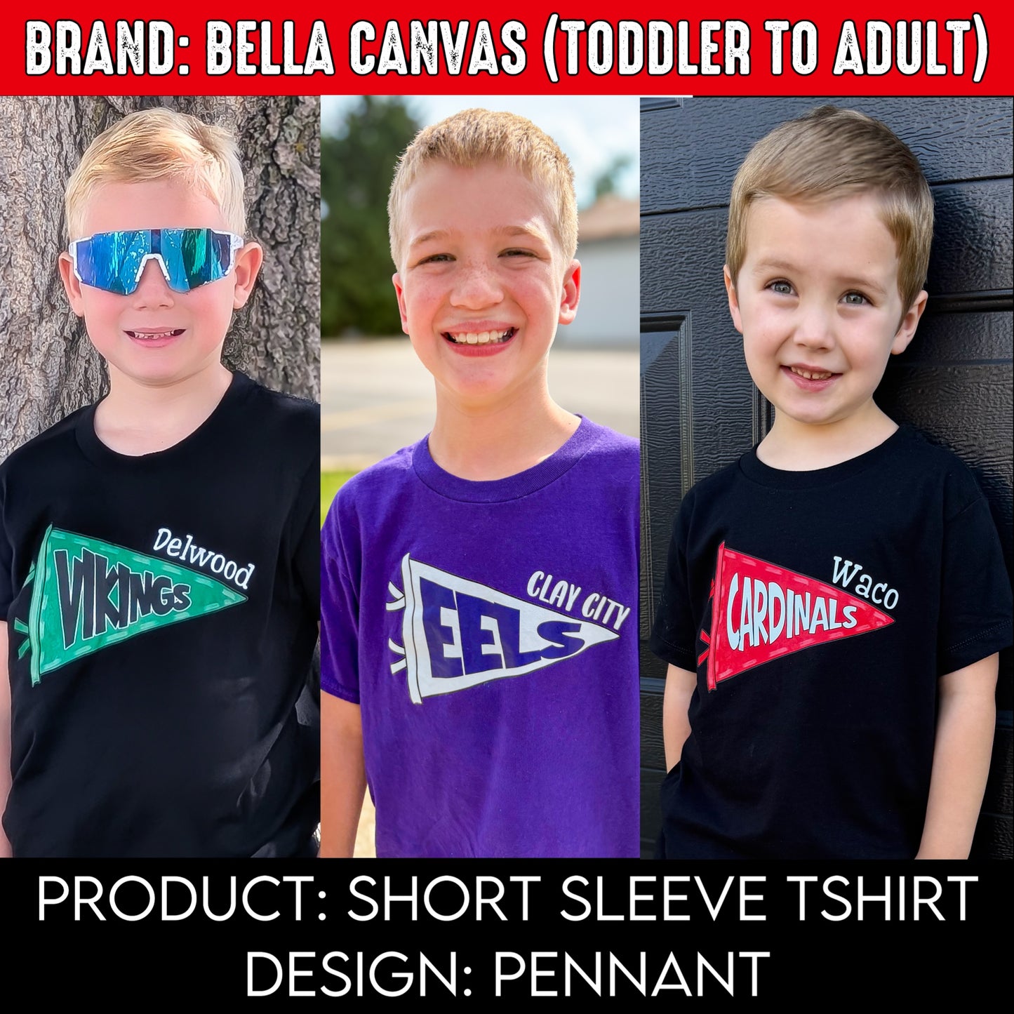 Pennant | Brand: Bella Canvas | Put team name/info & SIZE in note box!! | Toddler to Adult Sizes