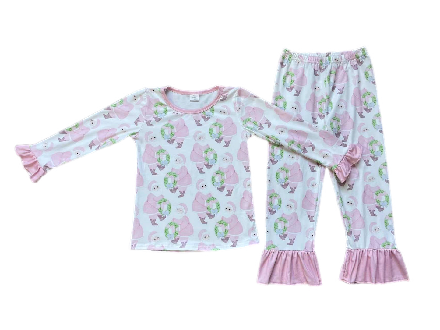 Christmas Pink Santa Ruffle Lounge Set: Pre-Order