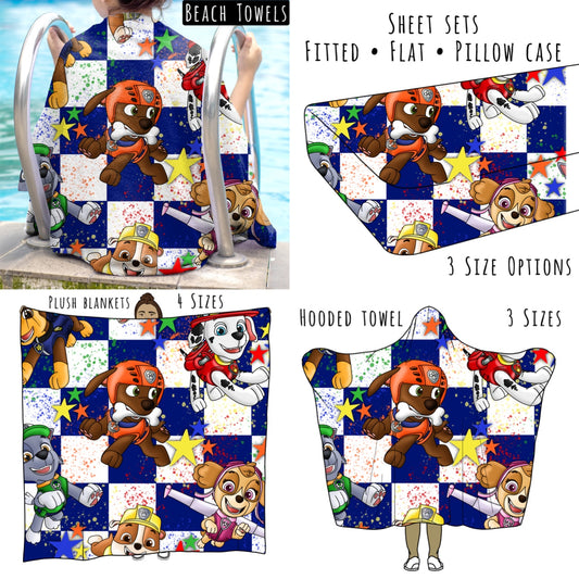 Pups 9 Personalized Items ~ Sheets, Pillowcases, Blankets, Towels ~