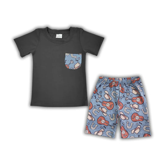 ᴡᴇᴇᴋʟʏ ᴘʀᴇ ᴏʀᴅᴇʀ Music Pocket Tee Shorts Set