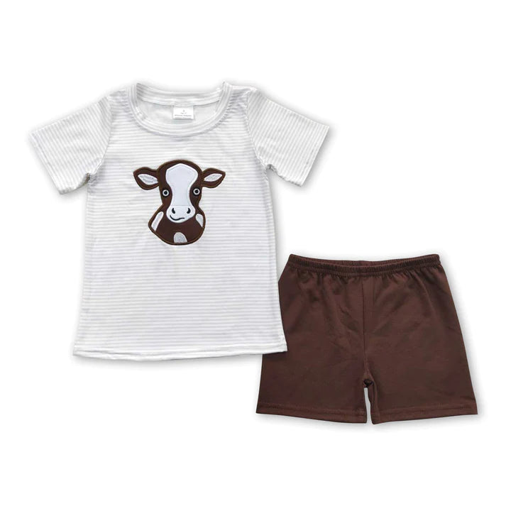 ᴡᴇᴇᴋʟʏ ᴘʀᴇ ᴏʀᴅᴇʀ Embroidered Cow Shorts Set