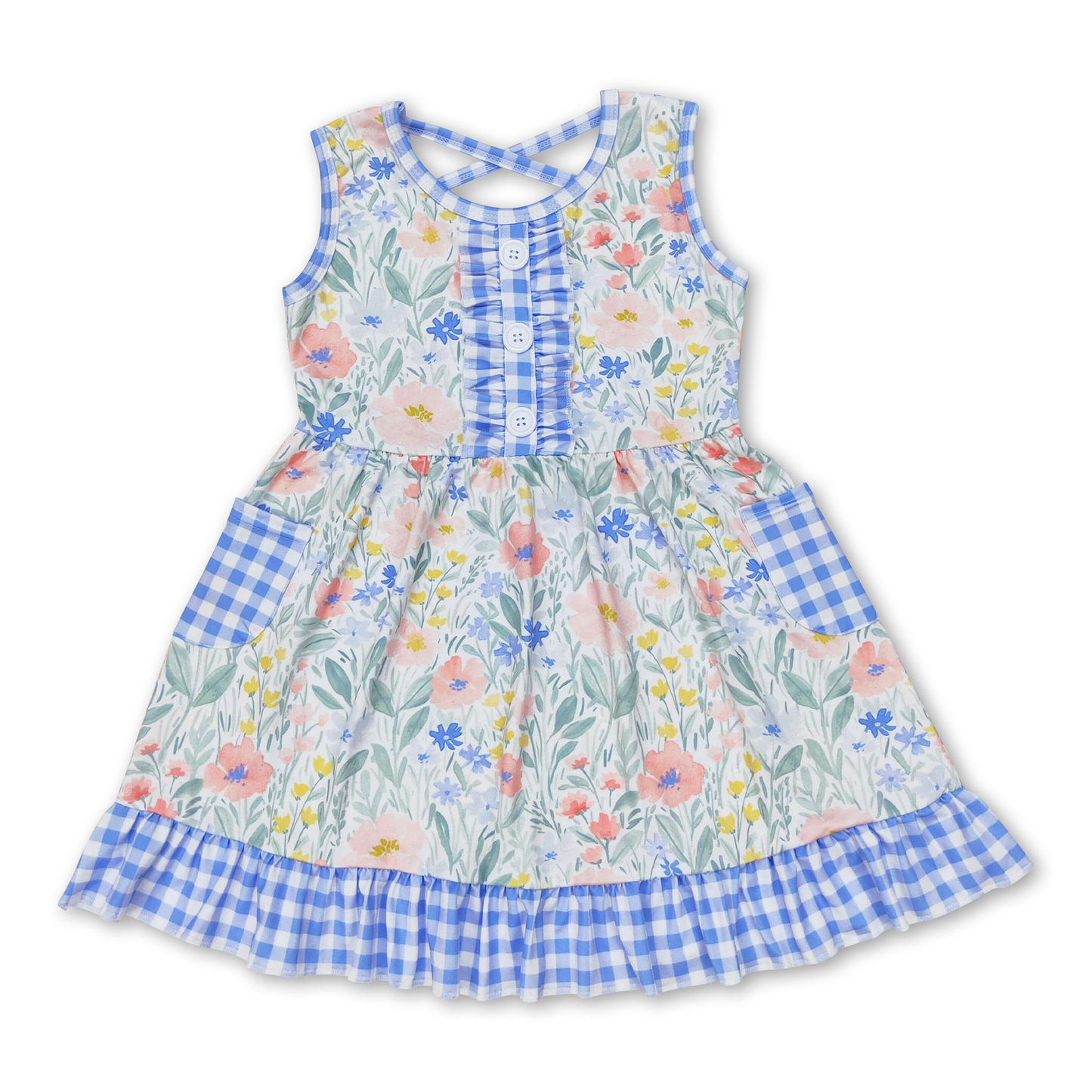 ᴡᴇᴇᴋʟʏ ᴘʀᴇ ᴏʀᴅᴇʀ Blue Gingham Ruffle Dress