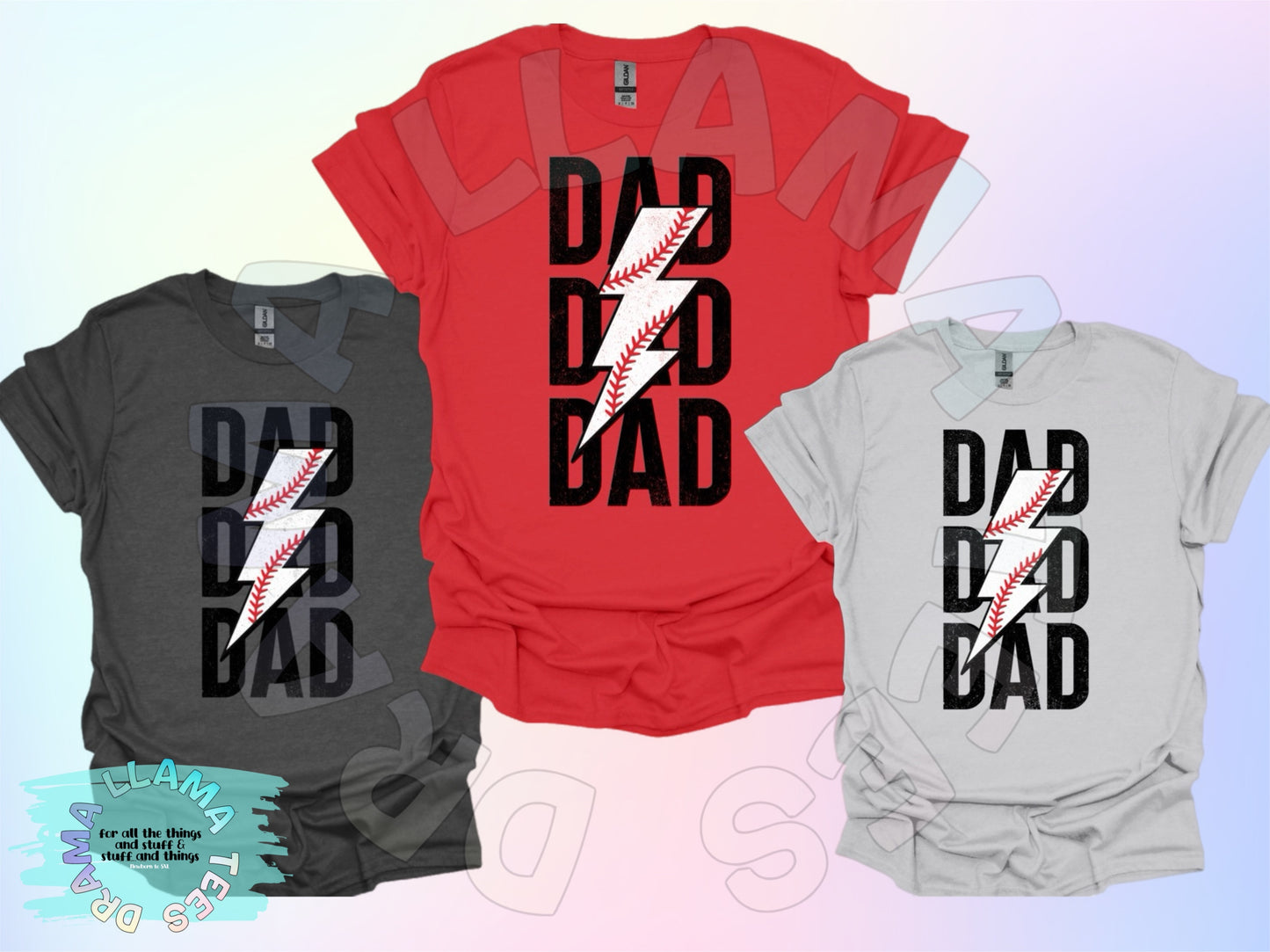 Dad Baseball Lightning Bolt Tees