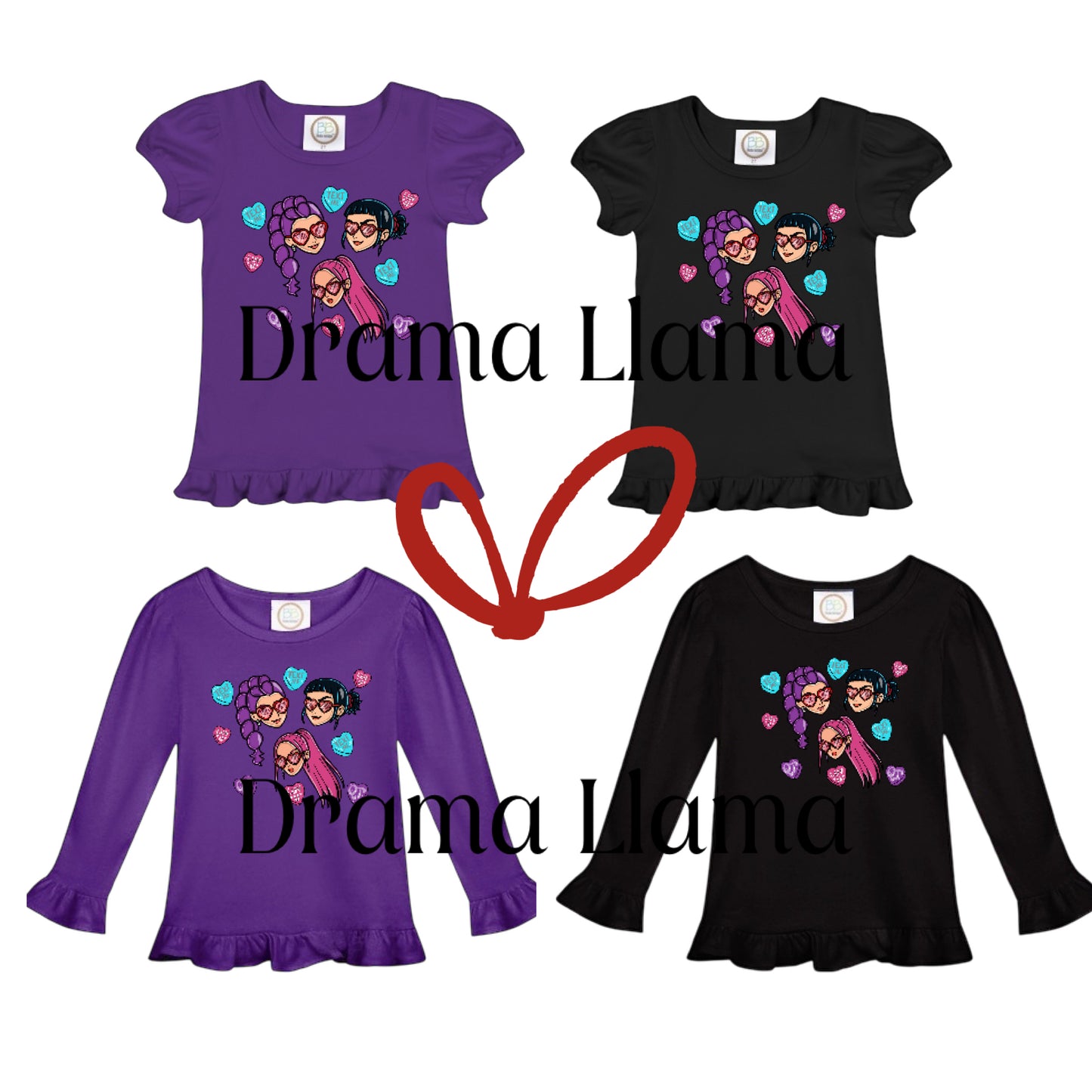 K💥 Vday Collab Ruffle Sleeve Tops