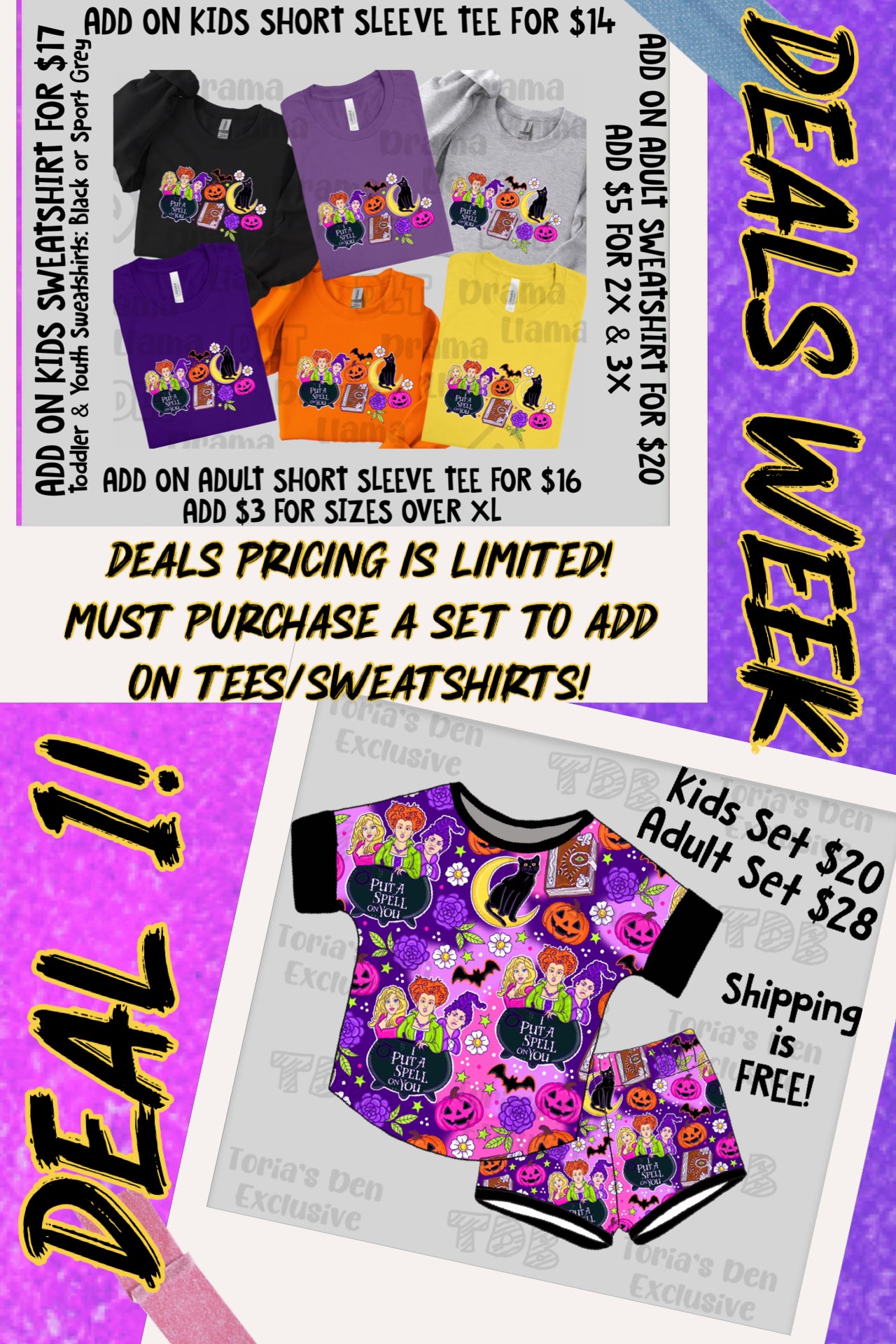 Deals Week Deal 1: Sisters Adult & Kid Sets + Add On Graphic Tees & Sweatshirts