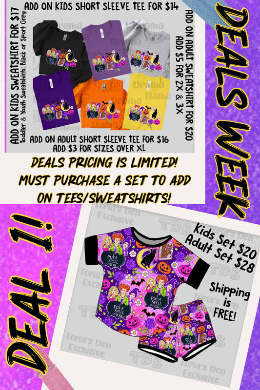 Deals Week Deal 1: Sisters Adult & Kid Sets + Add On Graphic Tees & Sweatshirts