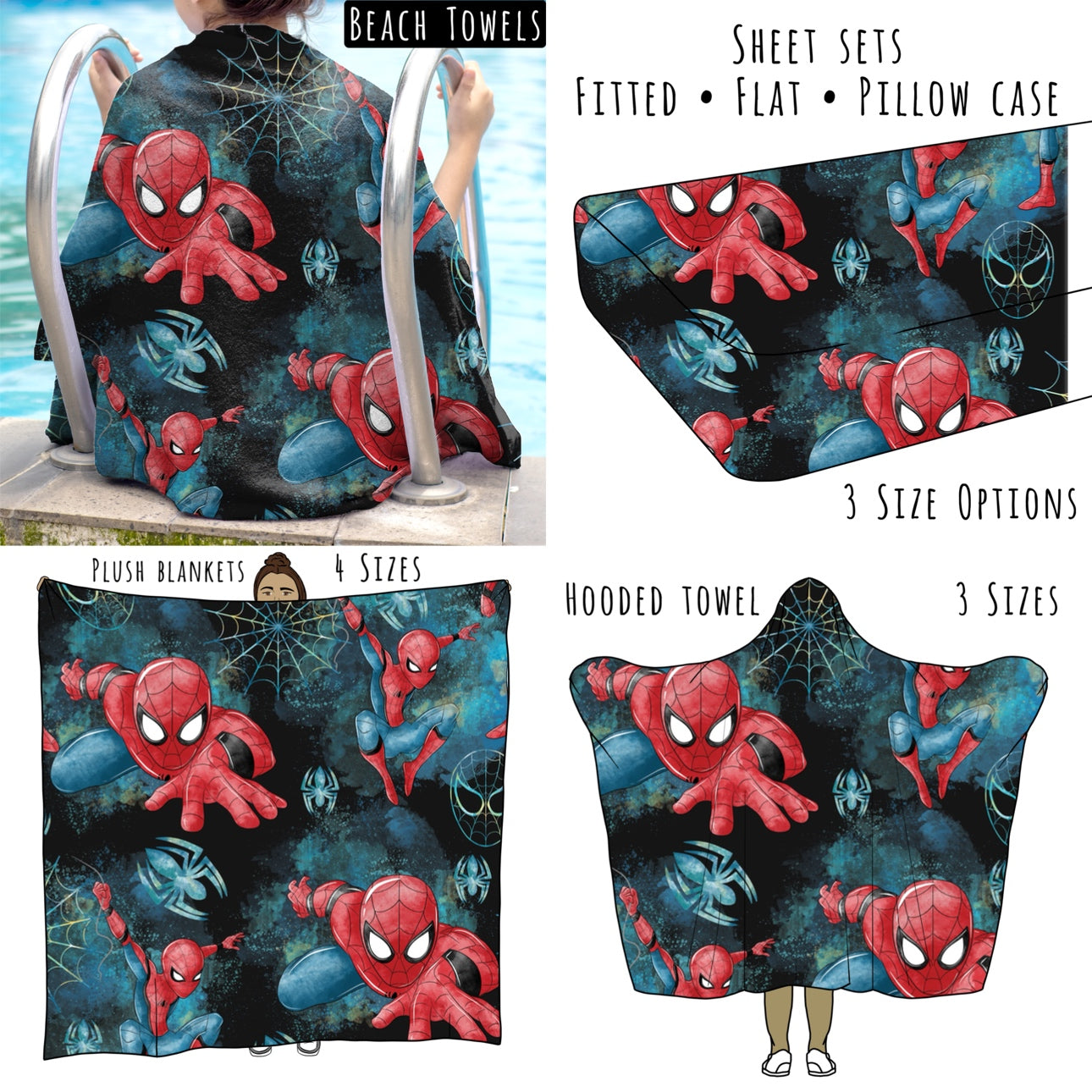 Web Hero 3 Personalized Items ~ Sheets, Pillowcases, Blankets, Towels ~