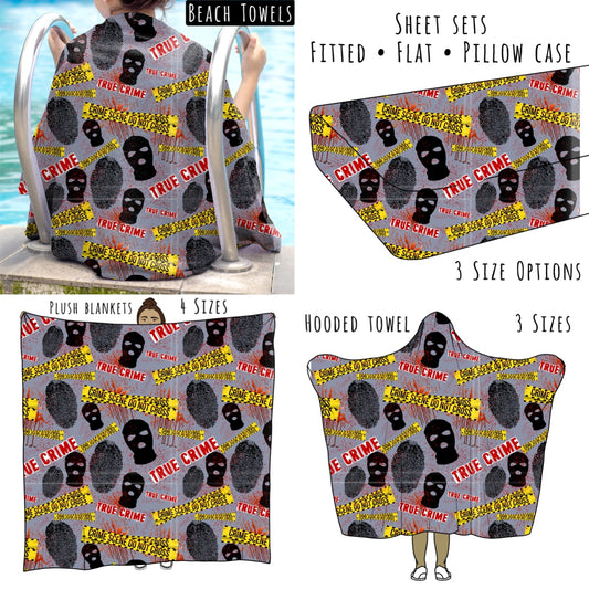 True Crime Personalized Items ~ Sheets, Pillowcases, Blankets, Towels ~