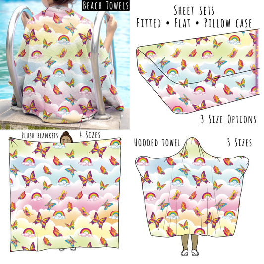 Rainbows and Butterflies Personalized Items ~ Sheets, Pillowcases, Blankets, Towels ~