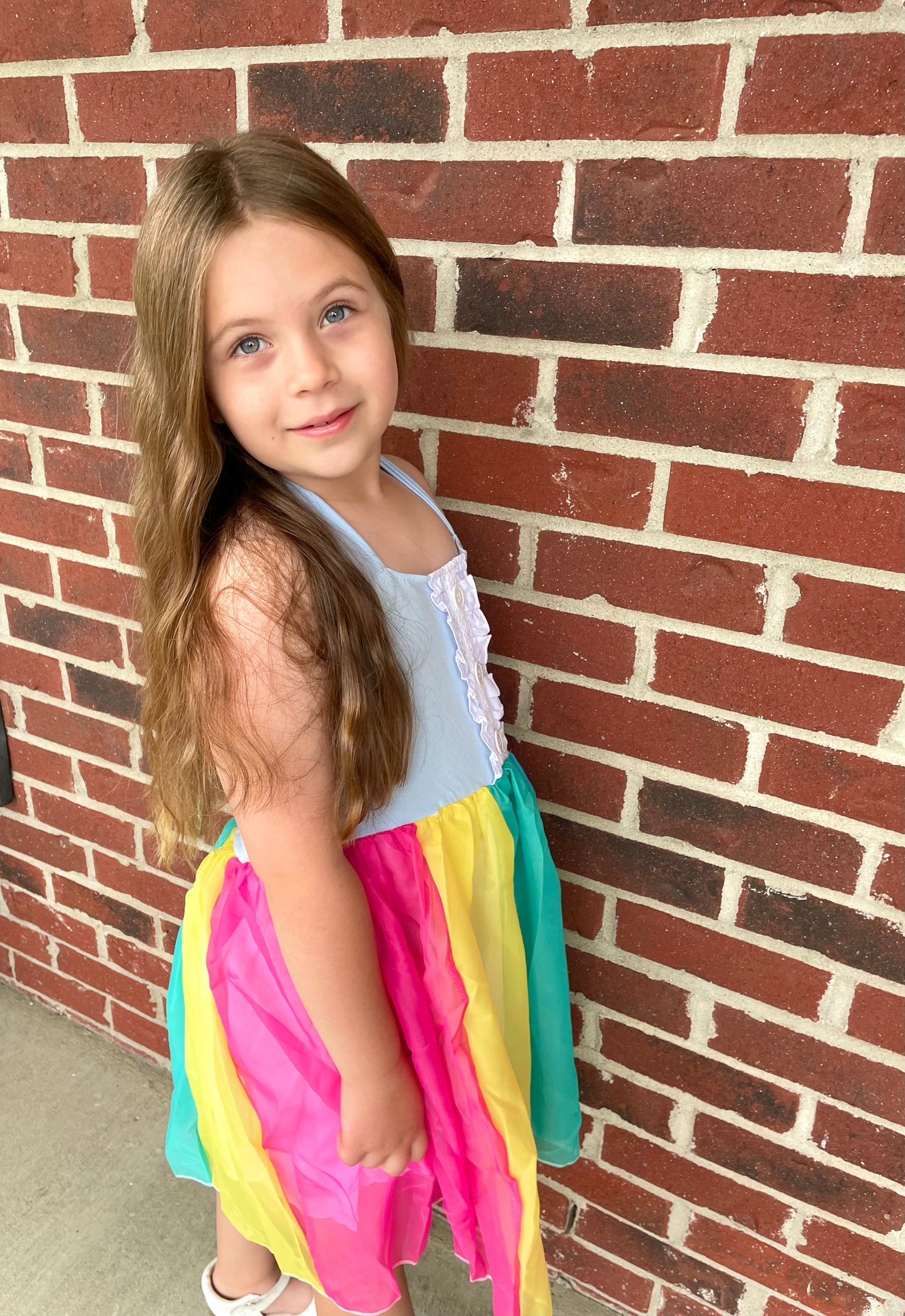 ᴡᴇᴇᴋʟʏ ᴘʀᴇ ᴏʀᴅᴇʀ Rainbow Tulle Tie Halter Dress