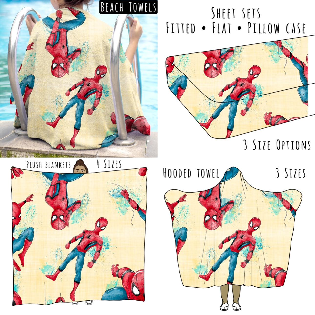 Web Hero 4 Personalized Items ~ Sheets, Pillowcases, Blankets, Towels ~