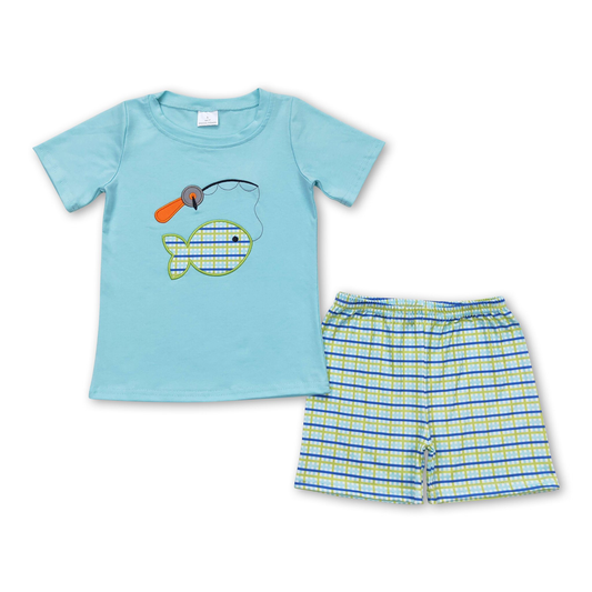 ᴡᴇᴇᴋʟʏ ᴘʀᴇ ᴏʀᴅᴇʀ Embroidered Fish Shorts Set