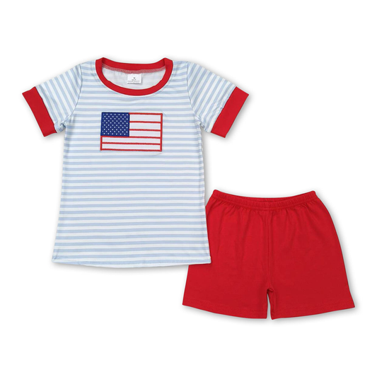 ᴡᴇᴇᴋʟʏ ᴘʀᴇ ᴏʀᴅᴇʀ Fourth of July Embroidered Flag Shorts Set