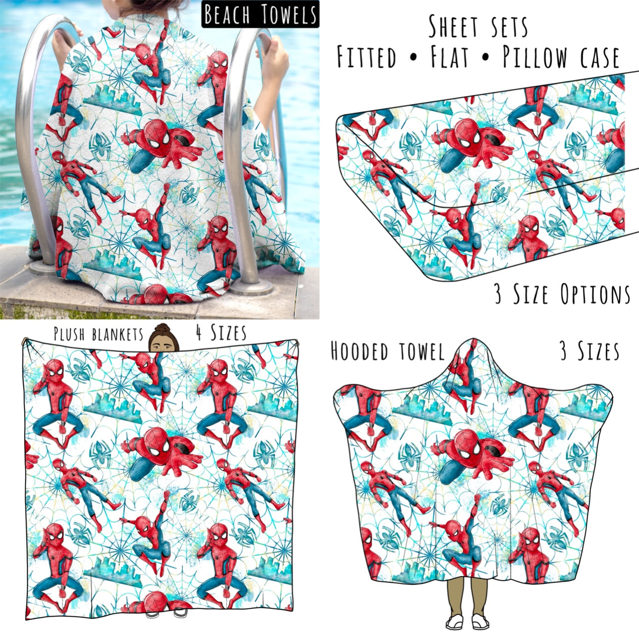 Web Hero 6 Personalized Items ~ Sheets, Pillowcases, Blankets, Towels ~