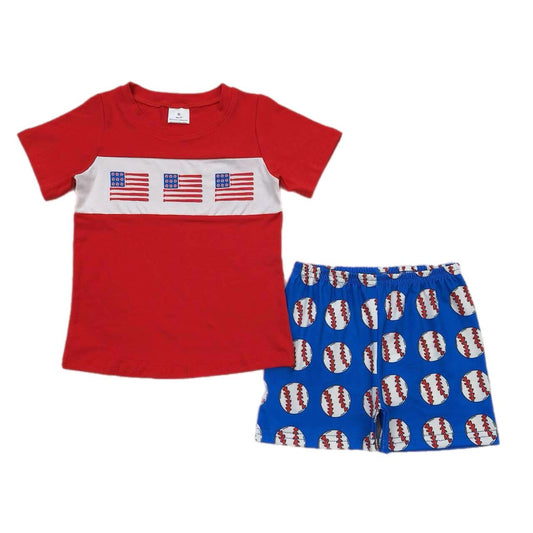 ᴡᴇᴇᴋʟʏ ᴘʀᴇ ᴏʀᴅᴇʀ Fourth of July Tee with Baseball Shorts Set