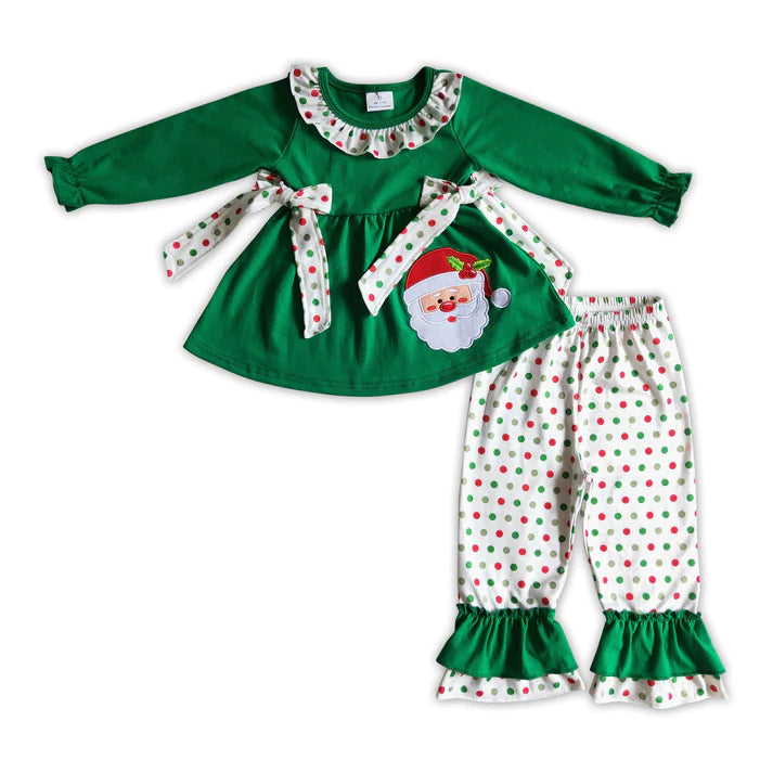 ᴡᴇᴇᴋʟʏ ᴘʀᴇ ᴏʀᴅᴇʀ Christmas Embroidered Santa Polka Dot Set