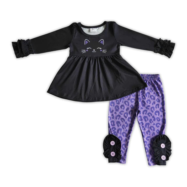 ᴡᴇᴇᴋʟʏ ᴘʀᴇ ᴏʀᴅᴇʀ Halloween Cats Ruffle Set