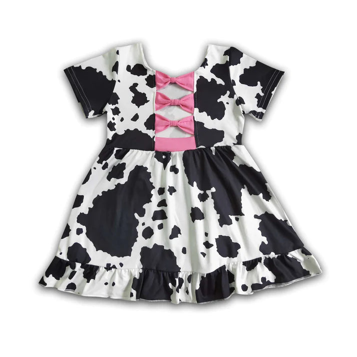 ᴡᴇᴇᴋʟʏ ᴘʀᴇ ᴏʀᴅᴇʀ Pink Bow Back Cow Print Dress