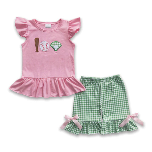 ᴡᴇᴇᴋʟʏ ᴘʀᴇ ᴏʀᴅᴇʀ Embroidered Girls Baseball Shorts Set