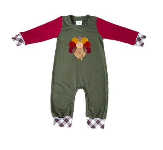 ᴡᴇᴇᴋʟʏ ᴘʀᴇ ᴏʀᴅᴇʀ Thanksgiving Embroidered Turkey Romper