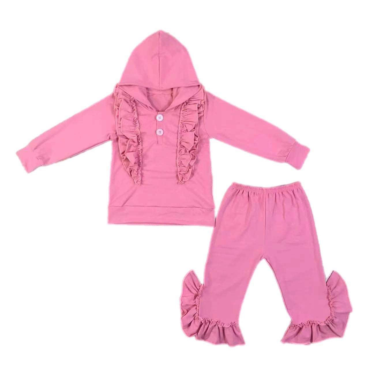 ᴡᴇᴇᴋʟʏ ᴘʀᴇ ᴏʀᴅᴇʀ Pink Ruffle Hoodie Set