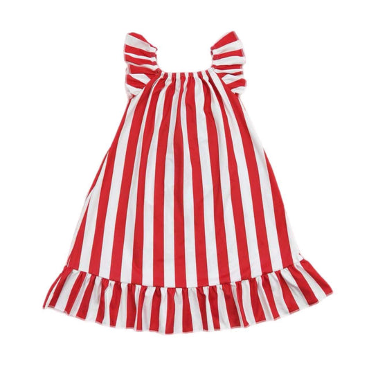 ᴡᴇᴇᴋʟʏ ᴘʀᴇ ᴏʀᴅᴇʀ 4th of July Stripped Flutter Dress with Bow