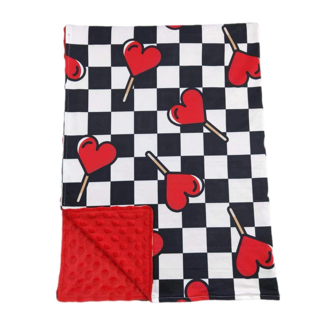 ᴡᴇᴇᴋʟʏ ᴘʀᴇ ᴏʀᴅᴇʀ Blanket- Checkered Heart Suckers 30x40"