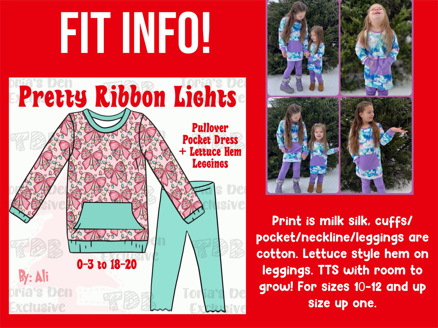 Pretty Ribbon Lights Sweatshirt Pocket Dress + Leggings 🐓: TDB Exclusive Pre-Order