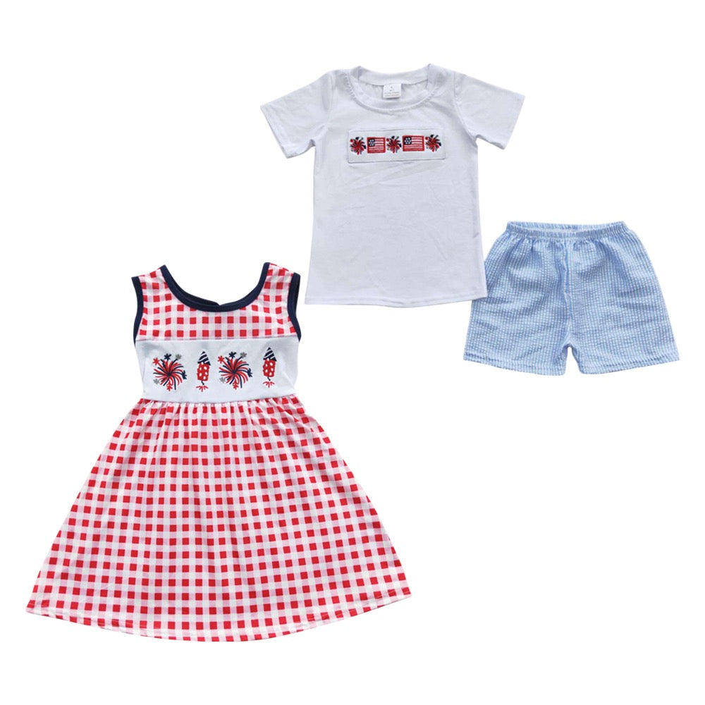 ᴡᴇᴇᴋʟʏ ᴘʀᴇ ᴏʀᴅᴇʀ 4th of July Embroidered Dress or Set