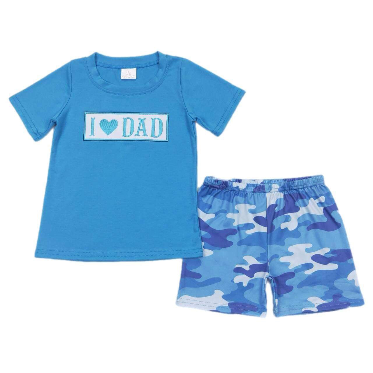 ᴡᴇᴇᴋʟʏ ᴘʀᴇ ᴏʀᴅᴇʀ Embroidered I <3 Dad Camo Shorts Set