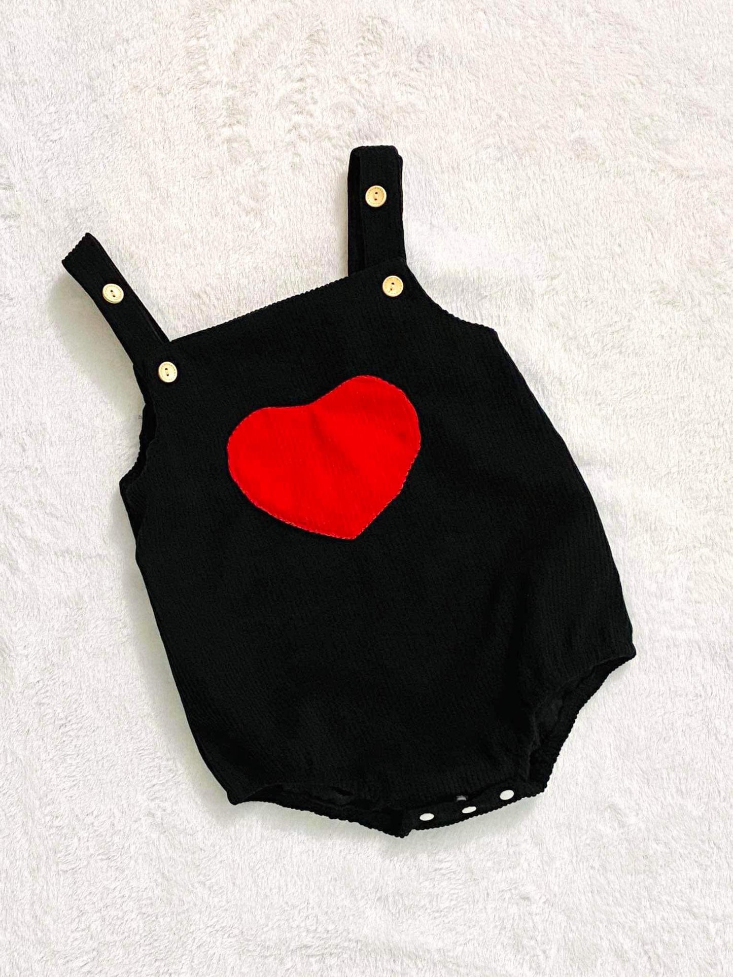 24mo  ʀᴇᴀᴅʏ ᴛᴏ ꜱʜɪᴘ! Valentines Day Corduroy Heart Bubble Romper