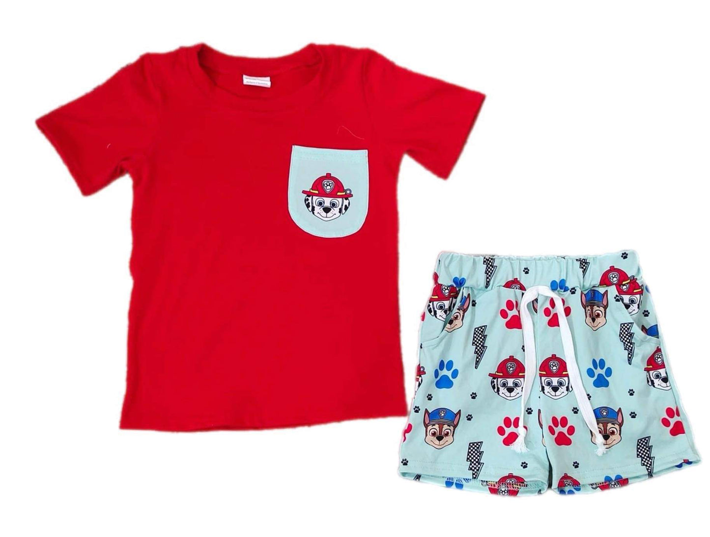 ᴡᴇᴇᴋʟʏ ᴘʀᴇ ᴏʀᴅᴇʀ Pups Pocket Tee Shorts Set