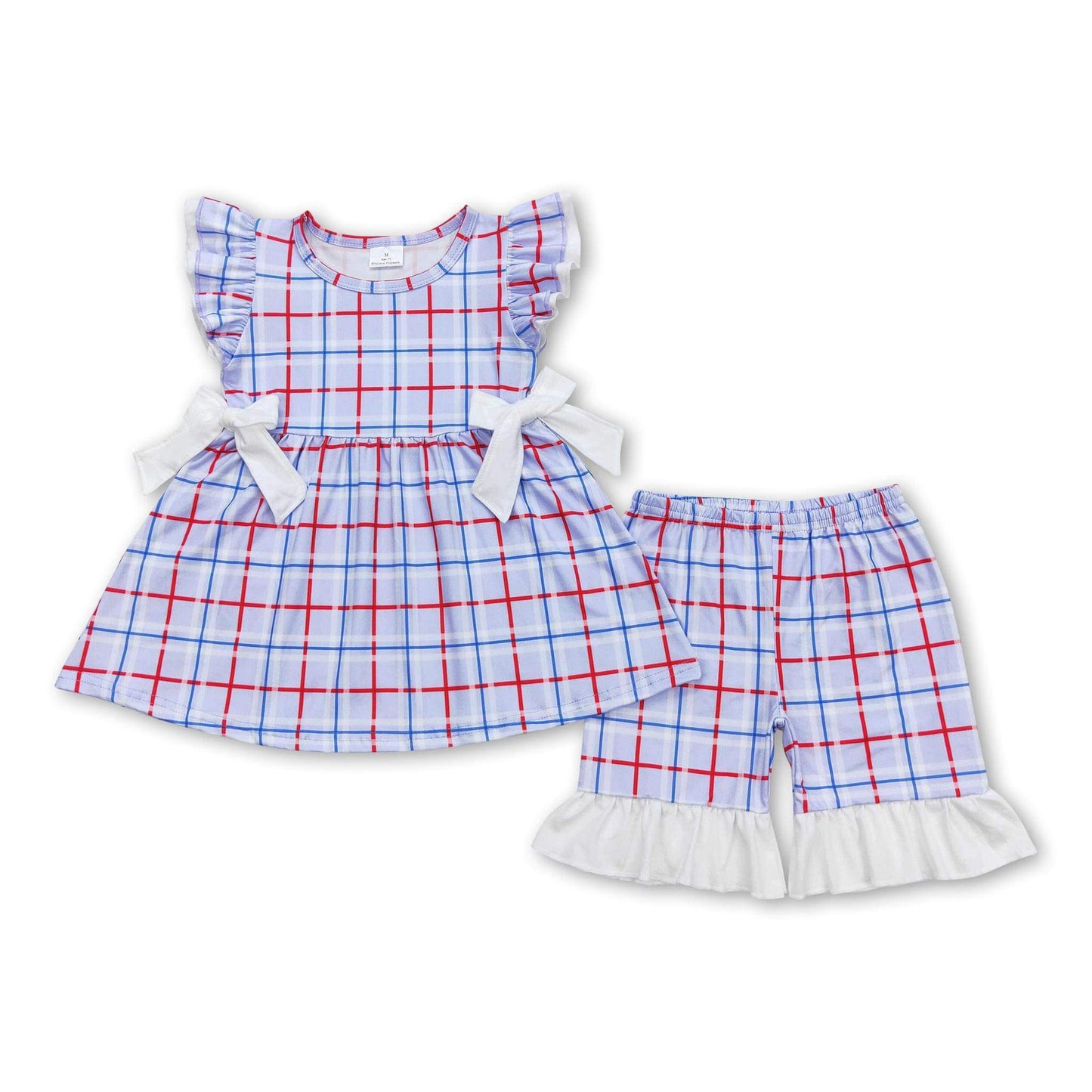 ᴡᴇᴇᴋʟʏ ᴘʀᴇ ᴏʀᴅᴇʀ 4th of July Plaid Ruffle Shorts Set