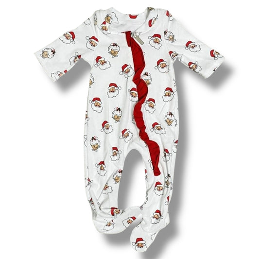 $5.5 at checkout! Newborn (2) Christmas Santa Ruffle Zippie  *CLOSEOUT SALE*