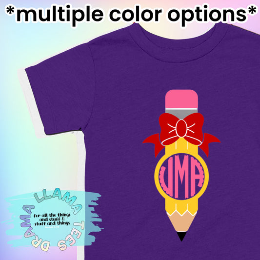 Bow Pencil Tees *multiple color options*