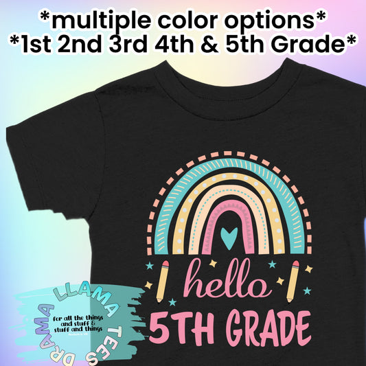 Back to School Rainbow Grade Tees *multiple color options*