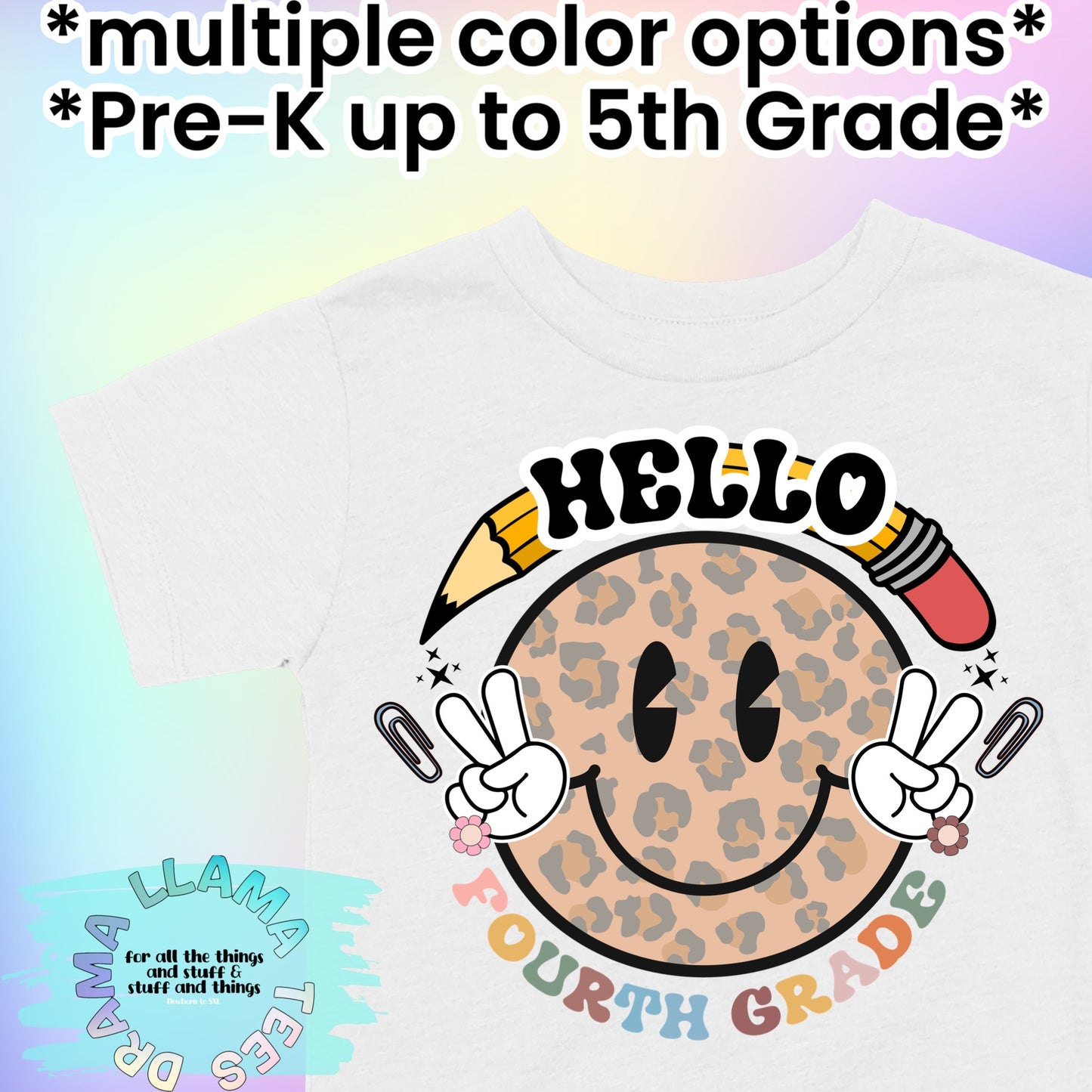 Hello Grade Smiley Tees *multiple color options* (Pre-K to 5th)