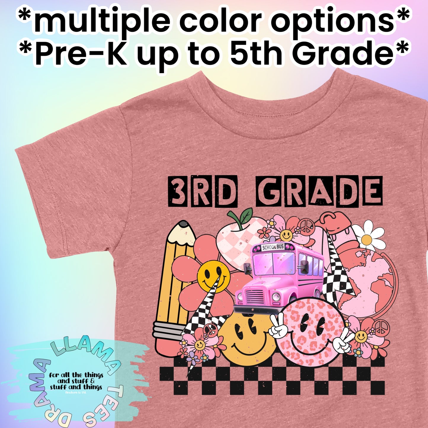 Back to School Trendy Girl Grade Tees *multiple color options* (Pre-K to 6th)