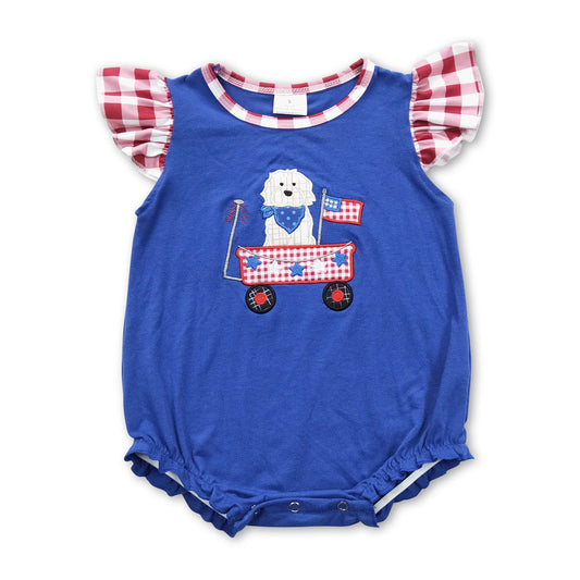 ᴡᴇᴇᴋʟʏ ᴘʀᴇ ᴏʀᴅᴇʀ Fourth of July Embroidered Dog Ruffle Romper