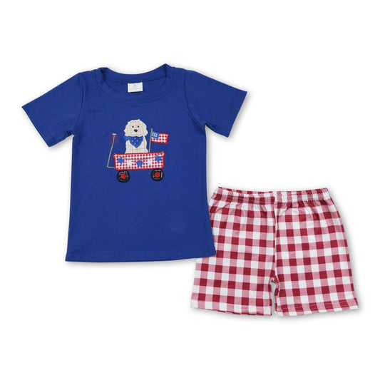 ᴡᴇᴇᴋʟʏ ᴘʀᴇ ᴏʀᴅᴇʀ Fourth of July Embroidered Dog Shorts Set