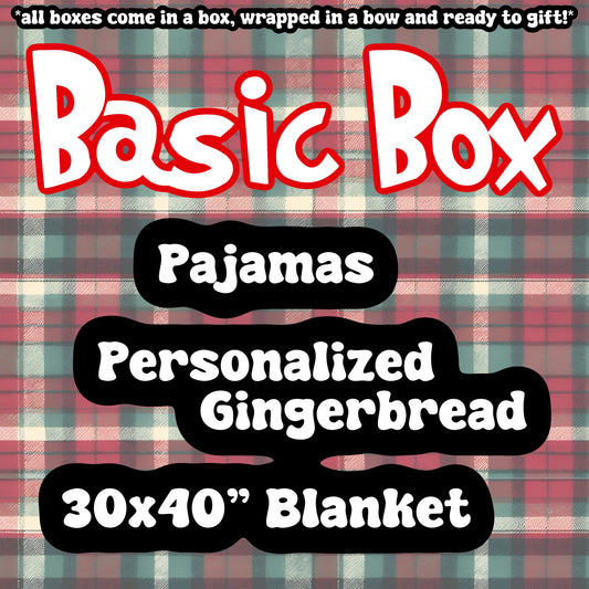 Basic Christmas Eve Box (30x40" Blanket/Personalized Gingerbread Plush/Pajamas)