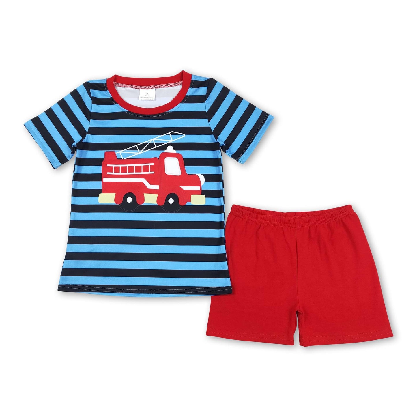 ᴡᴇᴇᴋʟʏ ᴘʀᴇ ᴏʀᴅᴇʀ Embroidered Firetruck Shorts Set