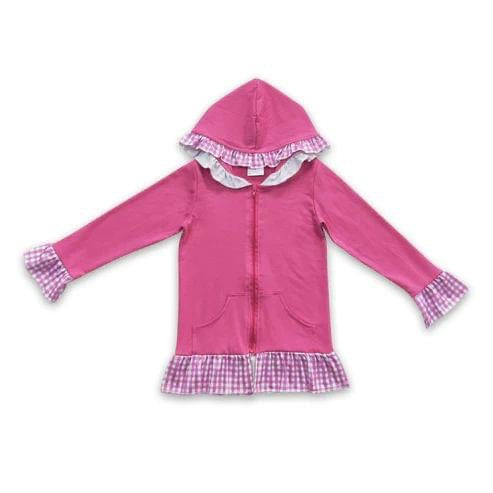 ᴡᴇᴇᴋʟʏ ᴘʀᴇ ᴏʀᴅᴇʀ Pullover- Pink Plaid Ruffle Hood Quarter Zip