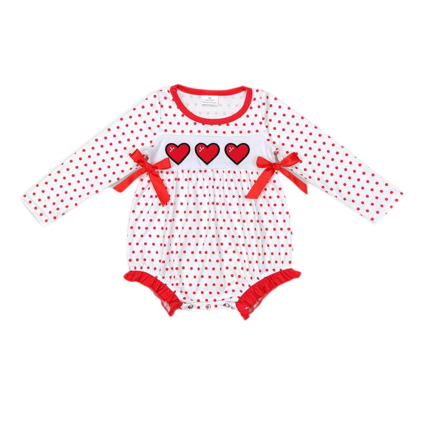 ᴡᴇᴇᴋʟʏ ᴘʀᴇ ᴏʀᴅᴇʀ Valentine's Day Embroidered Heart Ruffle Romper