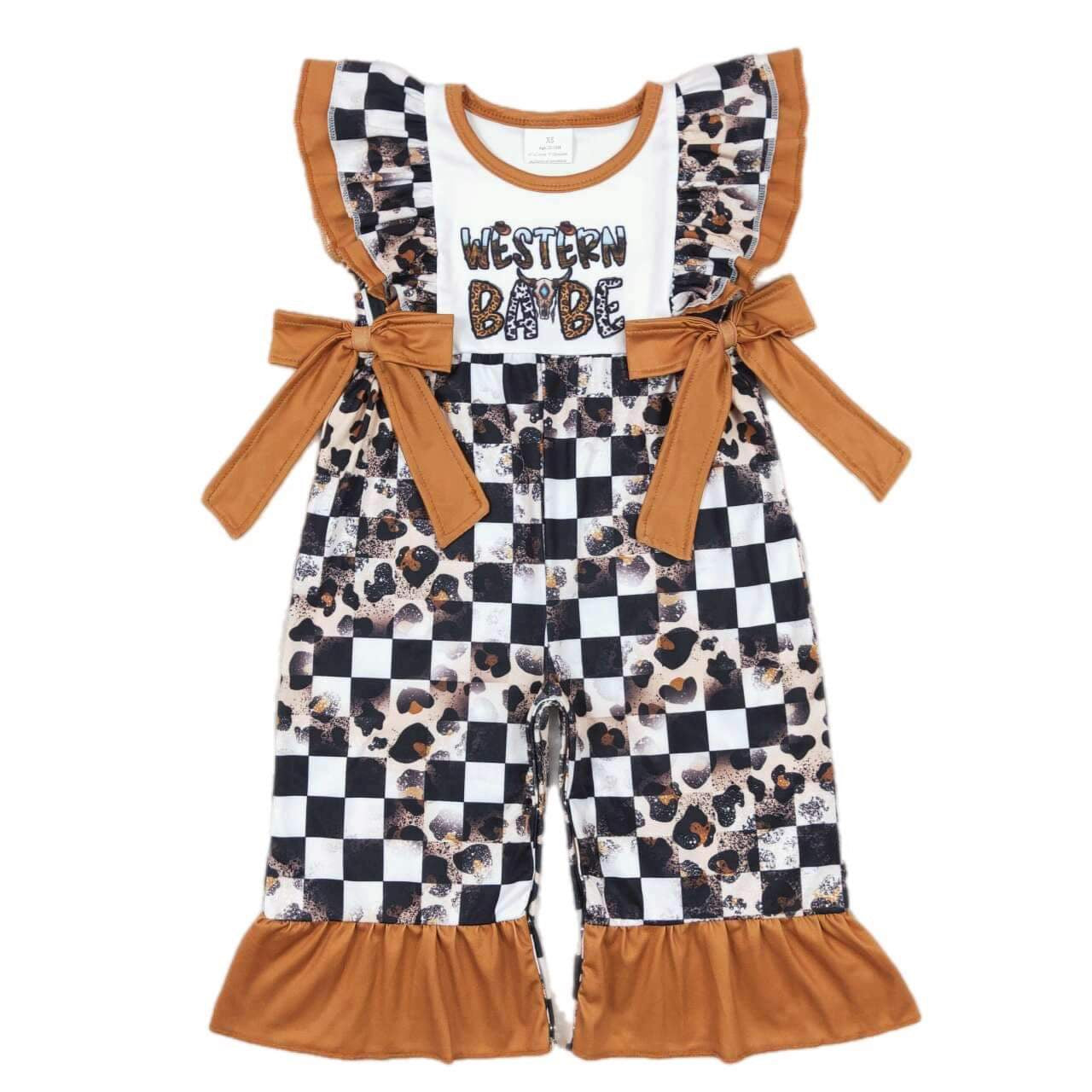 ᴡᴇᴇᴋʟʏ ᴘʀᴇ ᴏʀᴅᴇʀ Checkered Western Babe Ruffle Romper