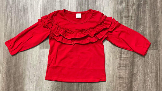 2T 3T 4T 5-6   ʀᴇᴀᴅʏ ᴛᴏ ꜱʜɪᴘ! Ruffle Top (Red)