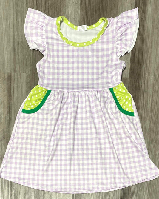 4T  Purple Checked Flutter Sleeve Dress ʀᴇᴀᴅʏ ᴛᴏ ꜱʜɪᴘ!