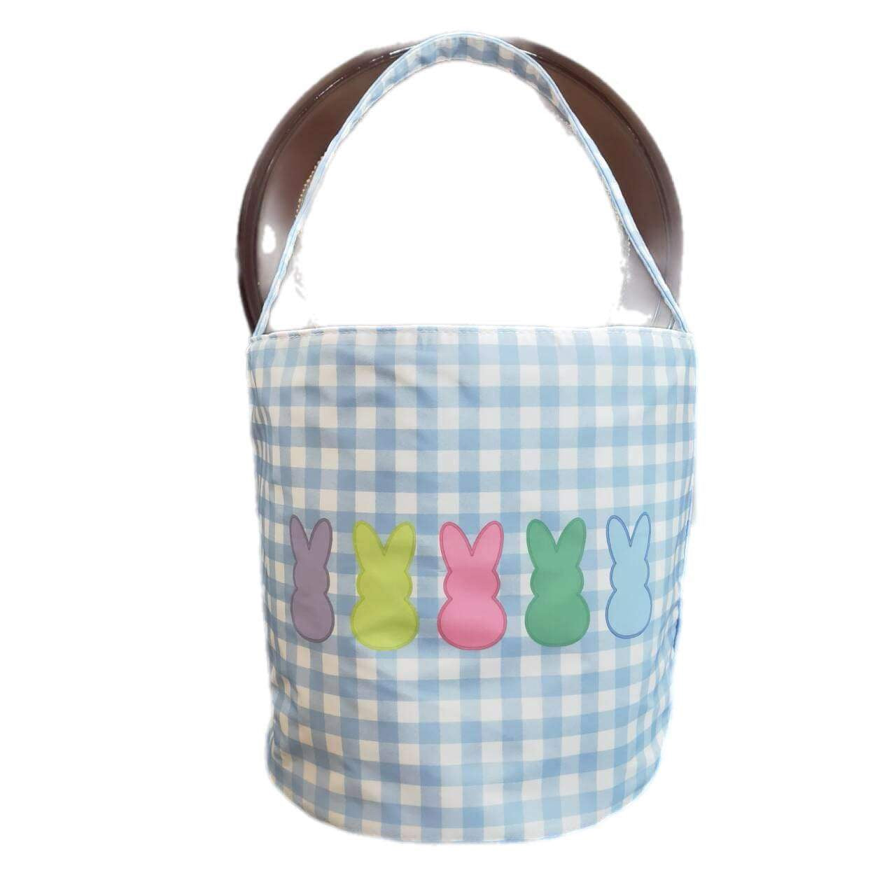 ᴡᴇᴇᴋʟʏ ᴘʀᴇ ᴏʀᴅᴇʀ Easter Blue Checkered Basket with Bunnies